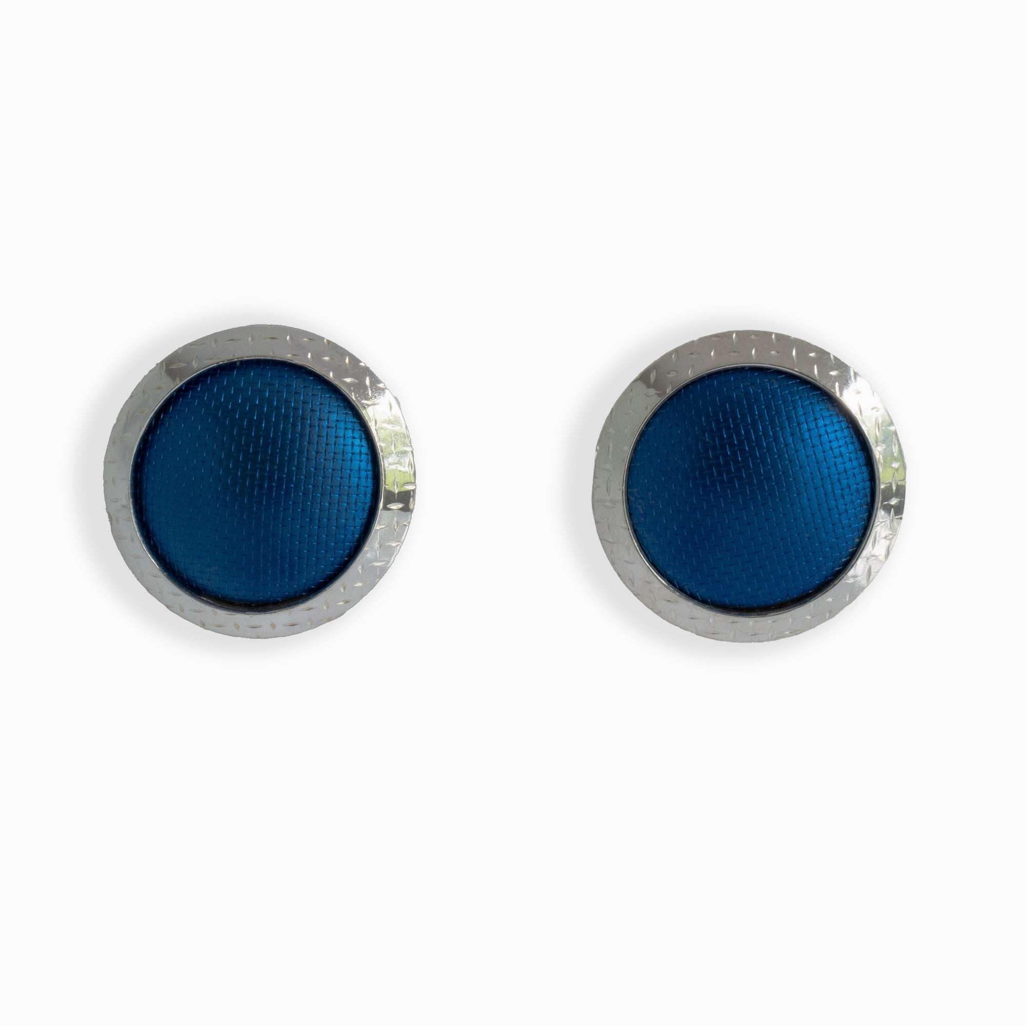 Silver and Niobium Large Button Stud Earrings-Kelli Jewelry