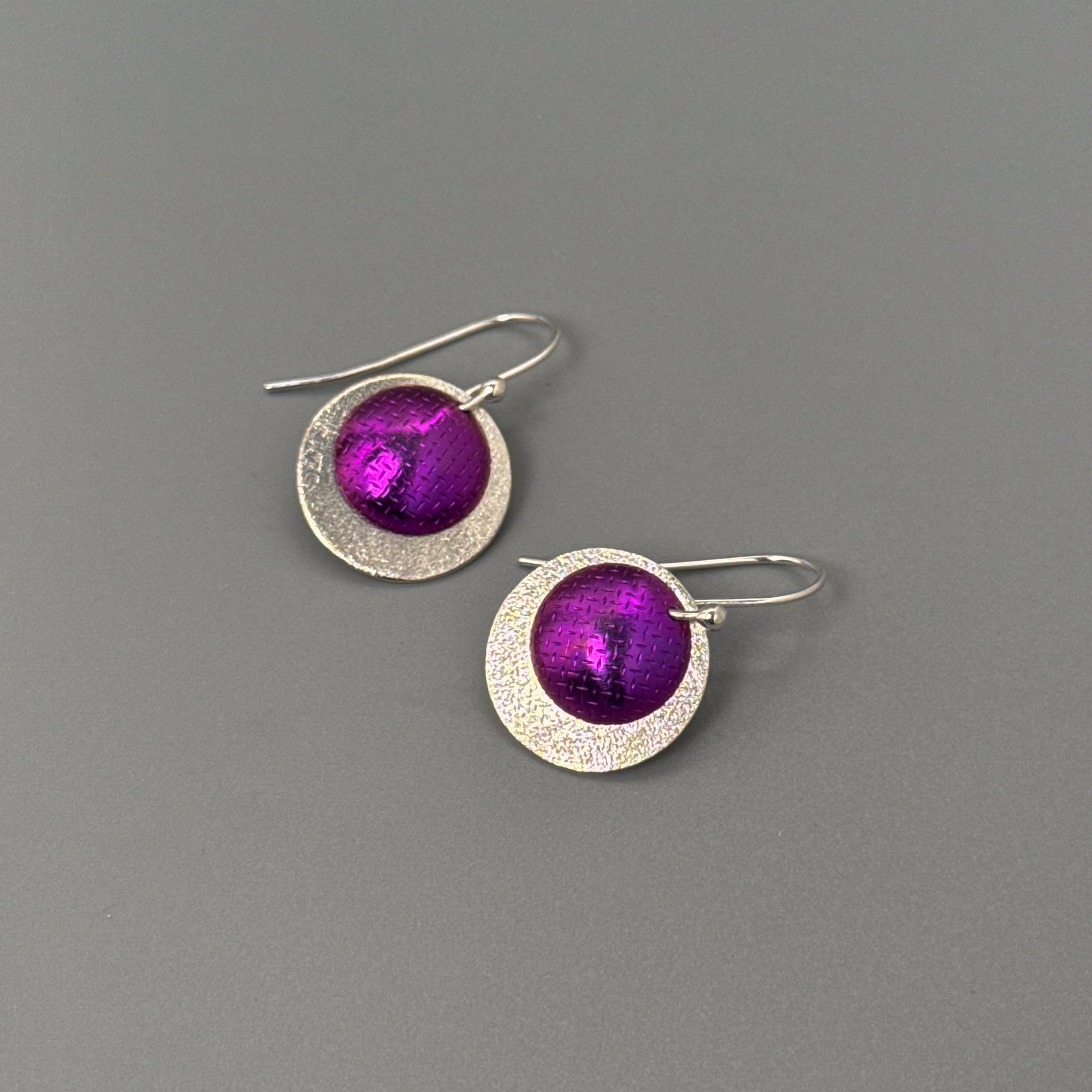 Magenta_Colorburst_Circle_Drop_Earrings-Kelli Jewelry