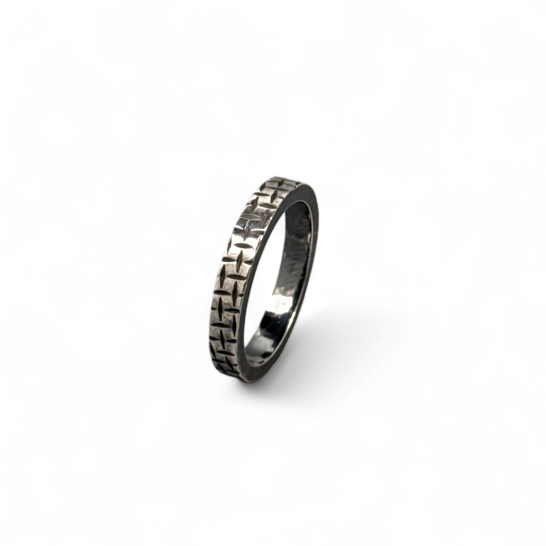 Oxidized Criss Cross Stackable Silver Band