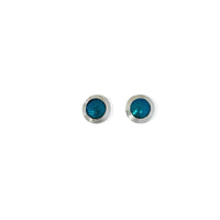 Aquamarine Silver and Niobium Button Stud Earrings-Kelli Jewelry