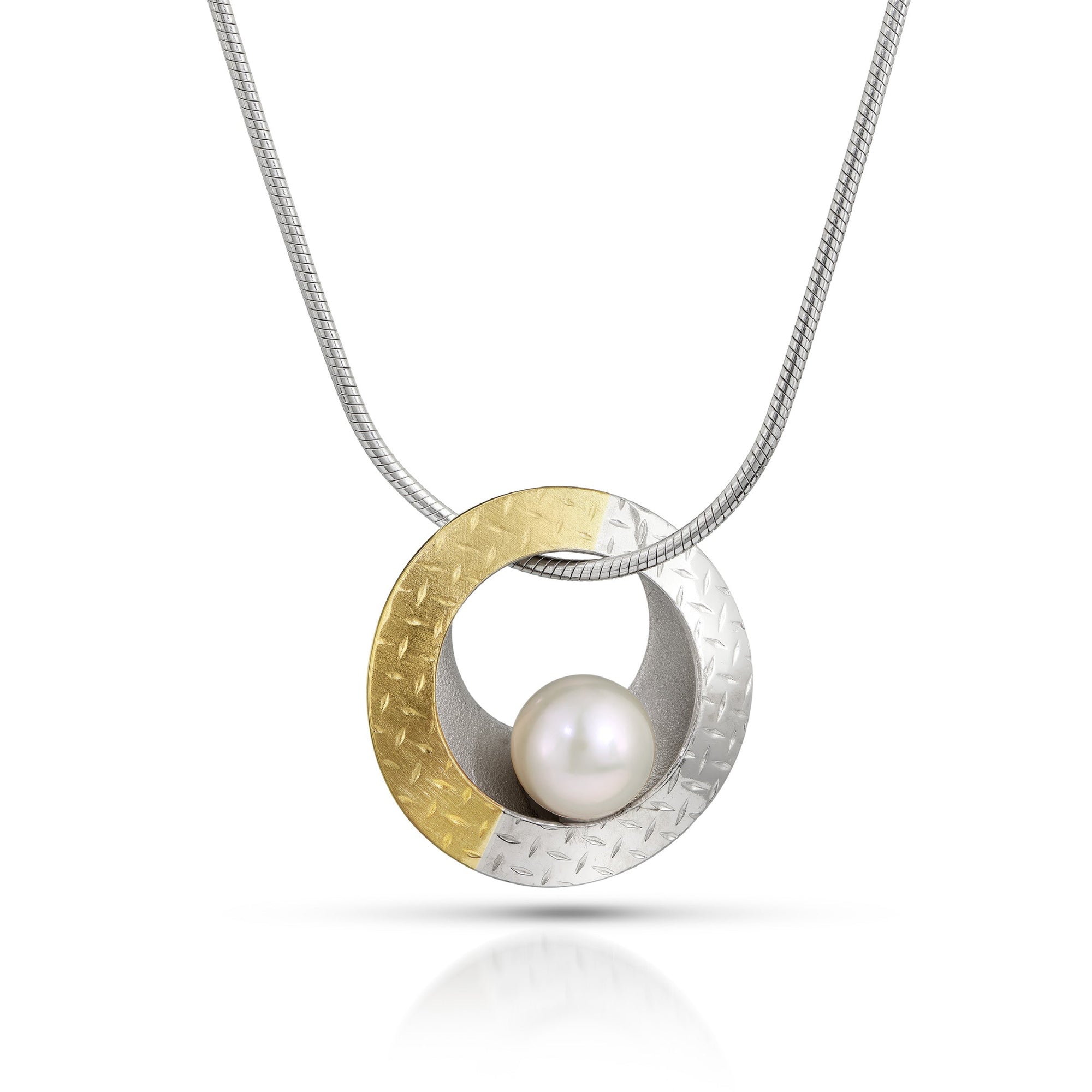 Balancing Pearl 18k and Silver Necklace-Kelli Jewelry