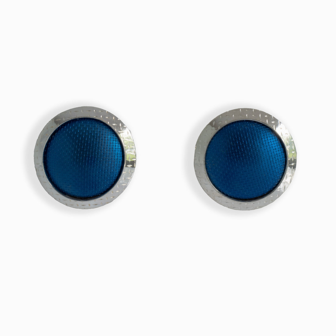 Silver and Niobium  Large Button Stud Earrings-Kelli Jewelry