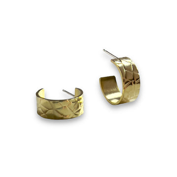 Brass Sinew Huggie Earrings-Kelli Montgomery Jewelry