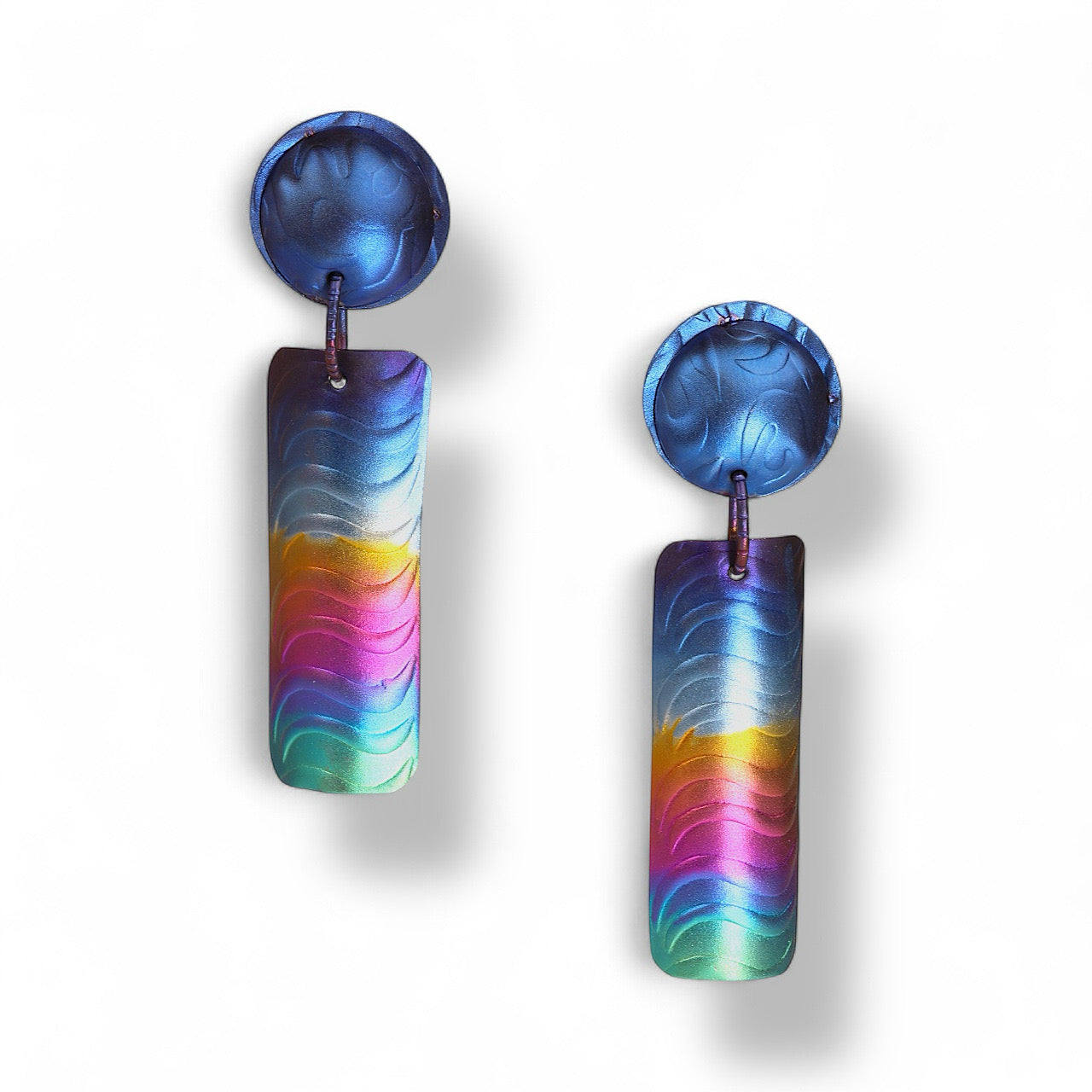 Button Rainbow Wave Earrings-Kelli Jewelry