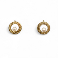 Circling Back Stud Pearl Earrings-Kelli Jewelry