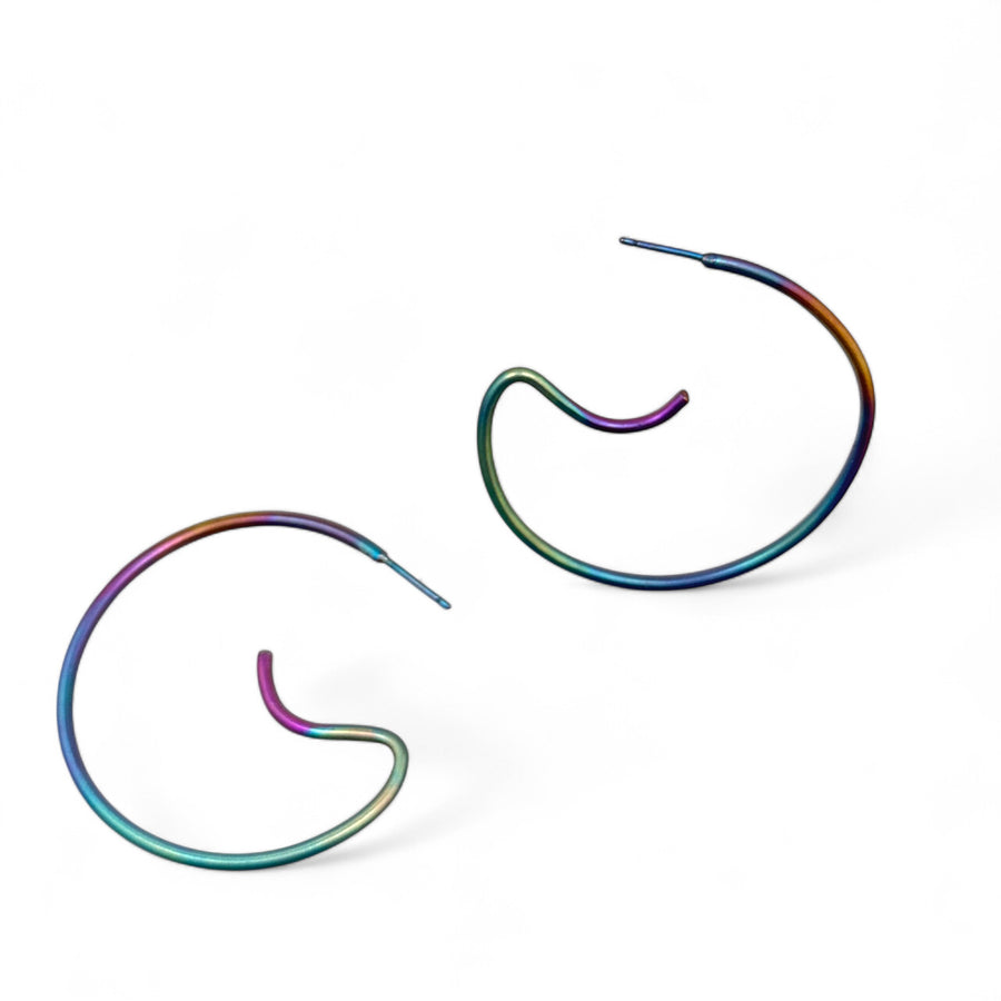 Chameleon Funky Hoop Titanium Earrings-Kelli Jewelry