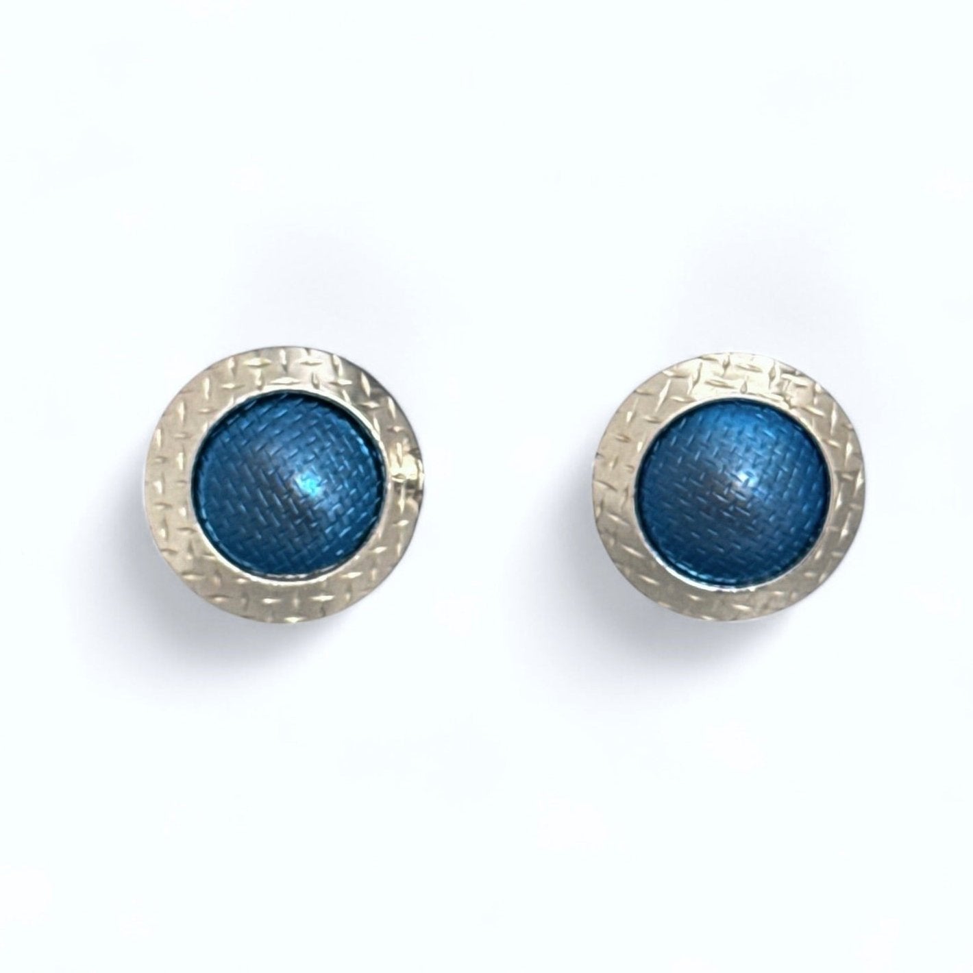 Blue Colorburst Button Stud Earrings-Kelli Jewelry