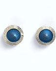 Blue Colorburst Button Stud Earrings-Kelli Jewelry