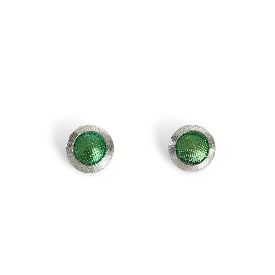 Silver and Niobium Button Stud Earrings