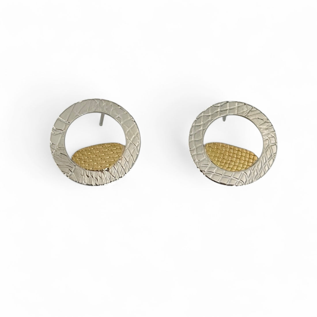 Circling Back Silver and 18K Stud Earrings