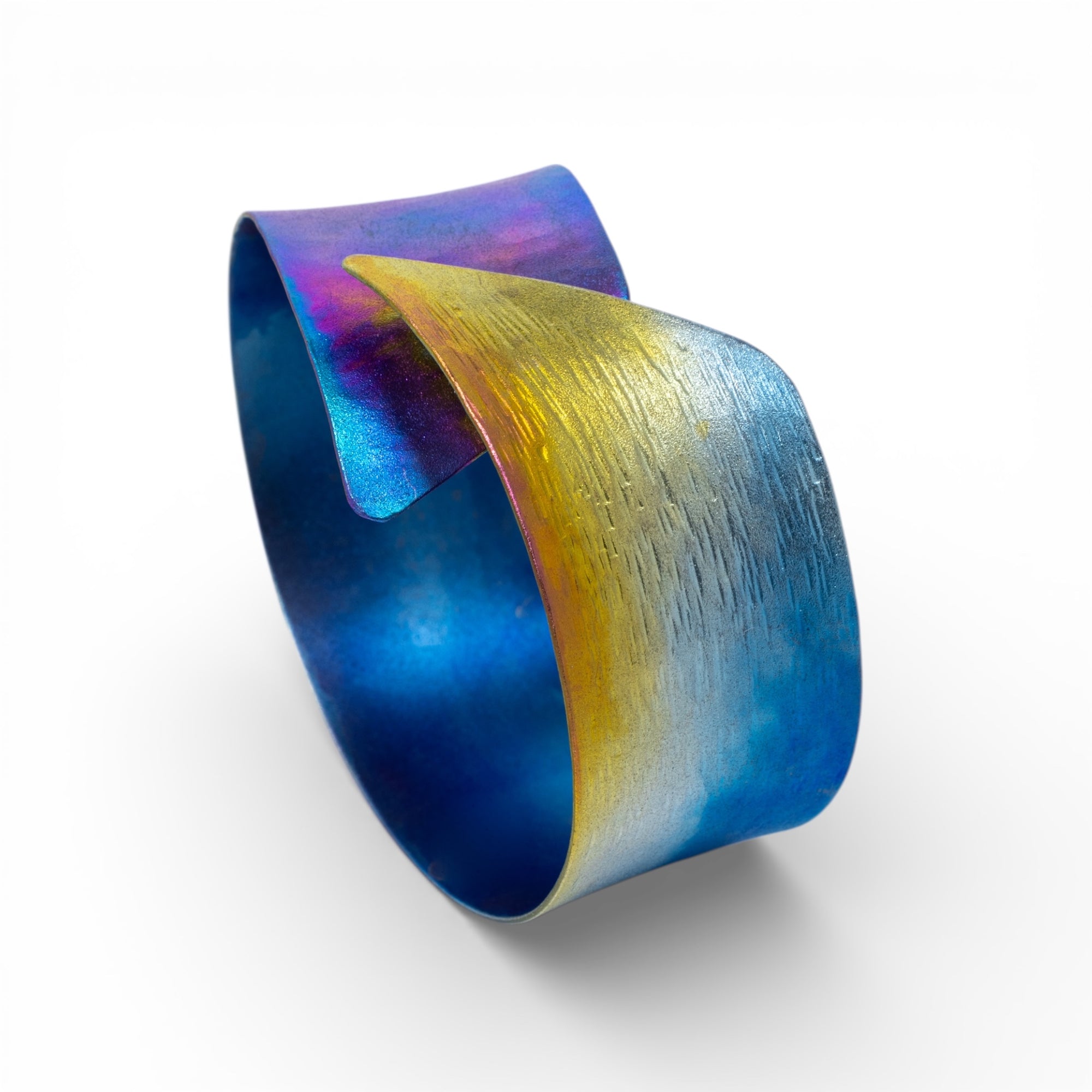 Multicolored Anodized Titanium  textured Bracelet-Kelli Jewelry
