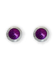 Magenta Silver and Niobium Button Earrings-Kelli Jewelry