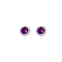 Magenta Silver and Niobium Button Earrings-Kelli Jewelry