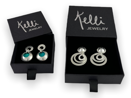 Sterling Silver dangle earrings 2 pairs one with Anodized Aluminum Custom design-Kelli Montgomery