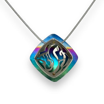 Rainbow Wave Silver and Niobium Necklace-Kelli Jewelry