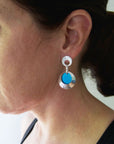 Silver and Niobium Bright Blue Circle Dangle Earrings-Kelli Jewelry