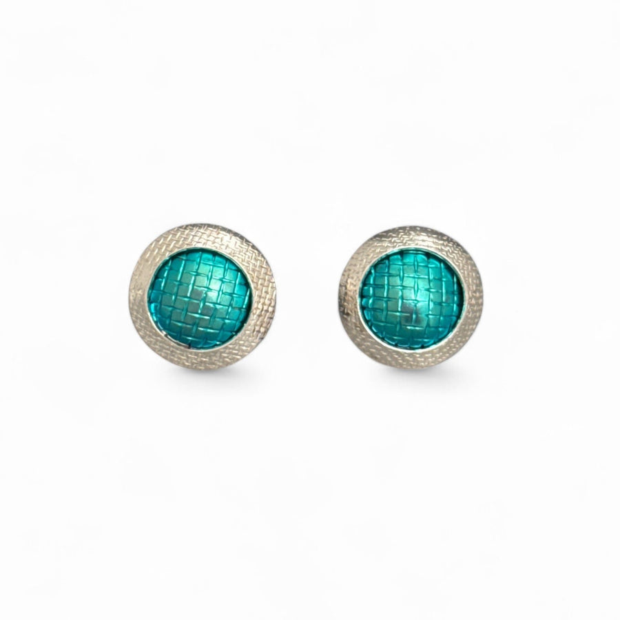 Turquoise Button Stud Earrings-Kelli Jewelry