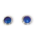 Violet Silver and Niobium Button Stud Earrings-Kelli Jewelry