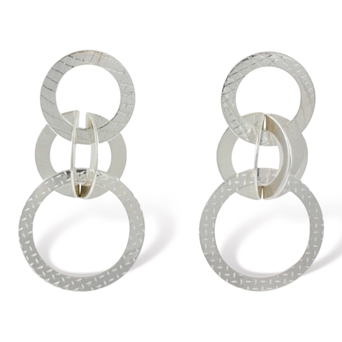 Dangle Silver Circle Earrings - kelli montgomery jewelry