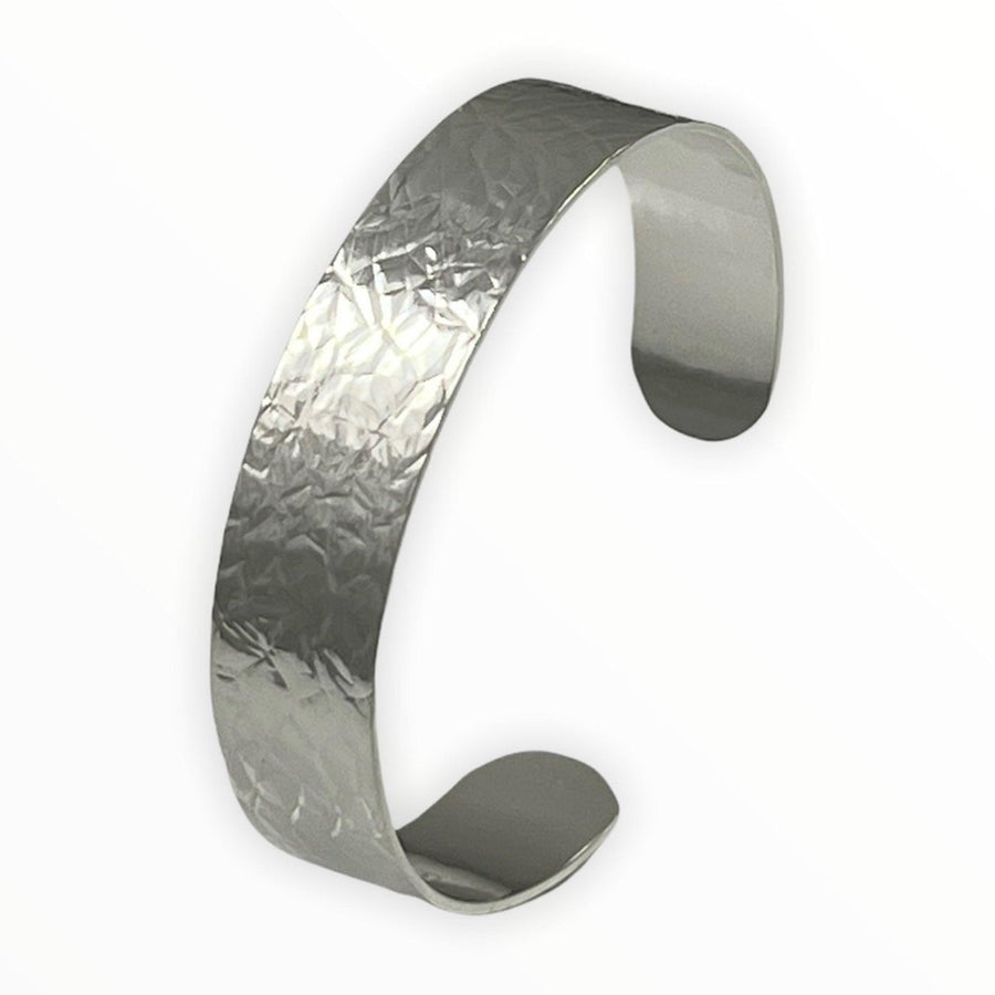 Polished Silver Sinew Cuff 1/2 inch wide cuff with texture-Kelli Montgomery Jewelry